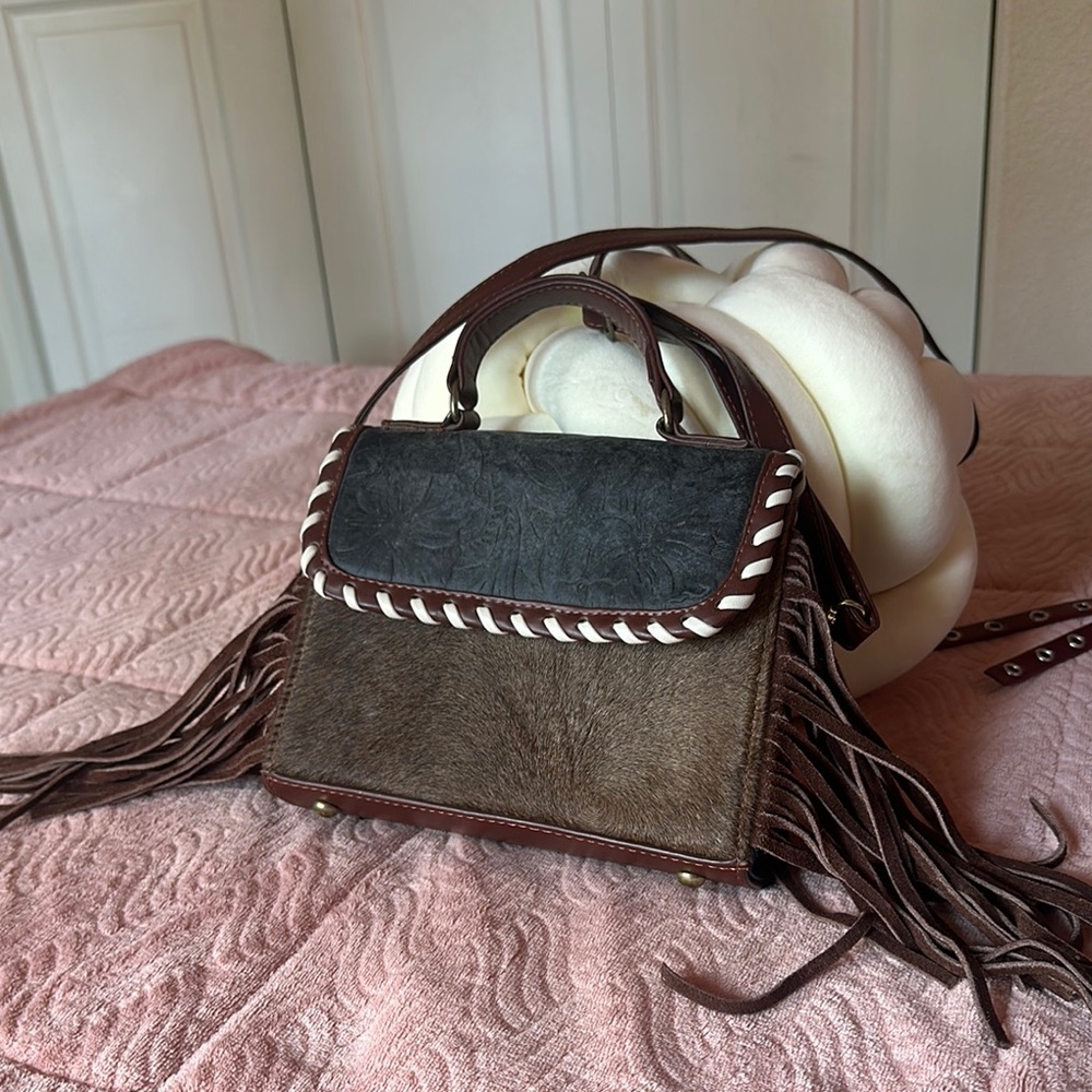 Elegant Two-Tone Fringe Mini Bag